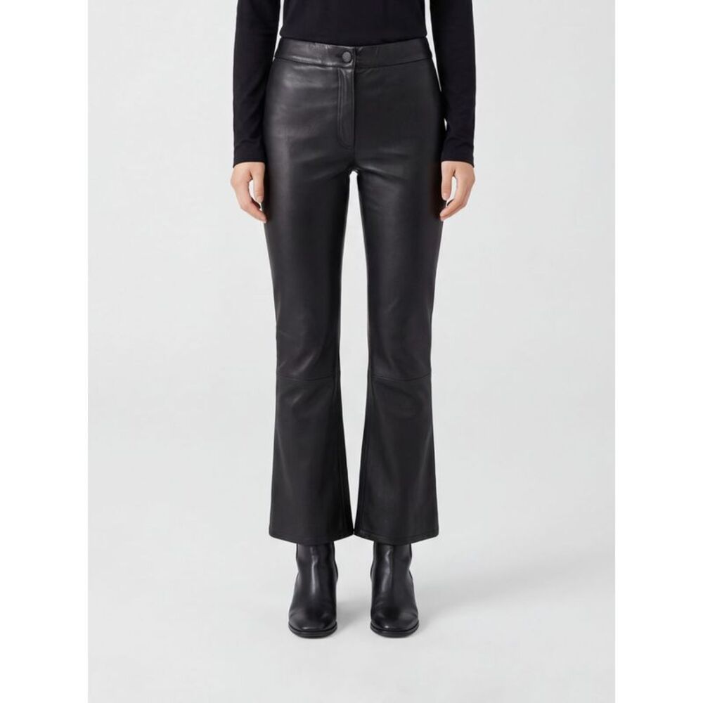Arma Women Mid-Rise Flared Trousers Arma In Lambskin Leather With Welt Pockets